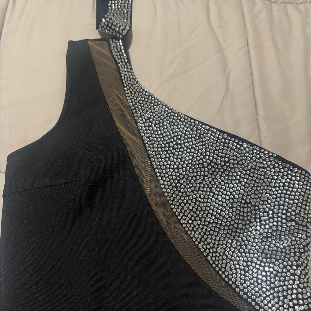 Elegant Black and Silver One-Shoulder Dress